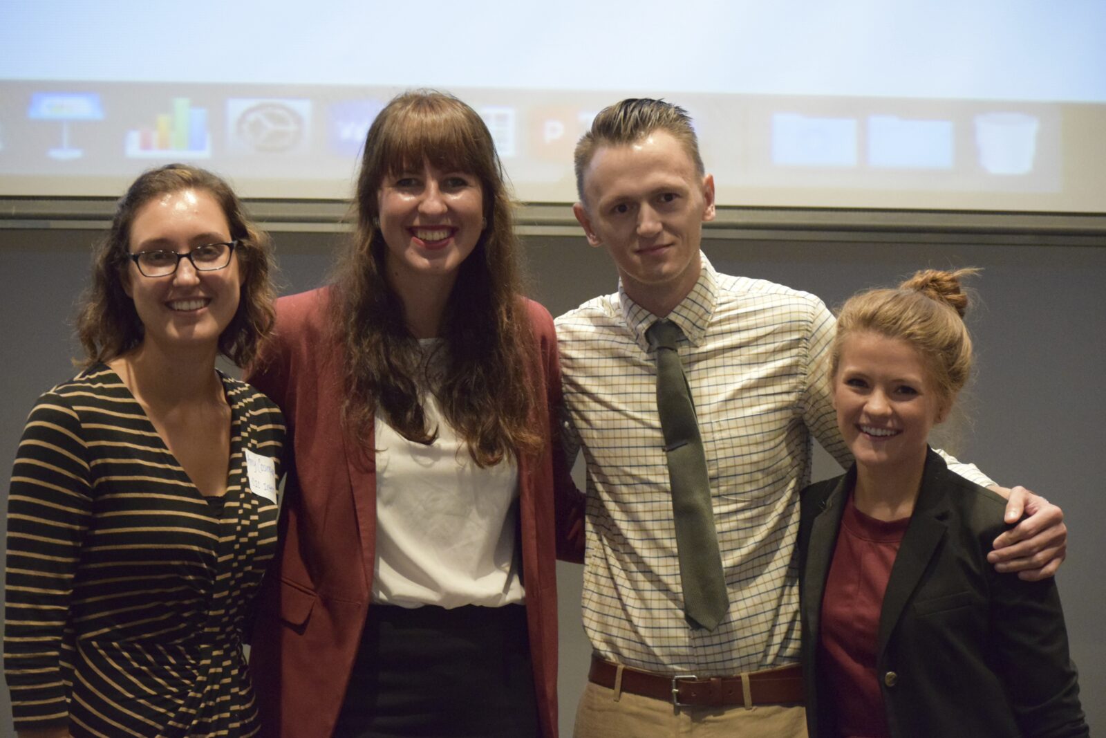Four of the 2016 CIC interns getting ready to present at the annual CIC event. From left: AmyAmy Cosimini, Dagmara Franczak, Damir S. Utržan, Claire Hepworth